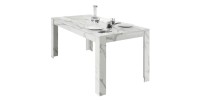 Table extensible, collection COLOMARMO, coloris blanc effet marbre, idéal pour une salle à manger moderne et tendance