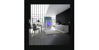 Table extensible 137x90, Collection FALL, couleur blanc laqué brillant