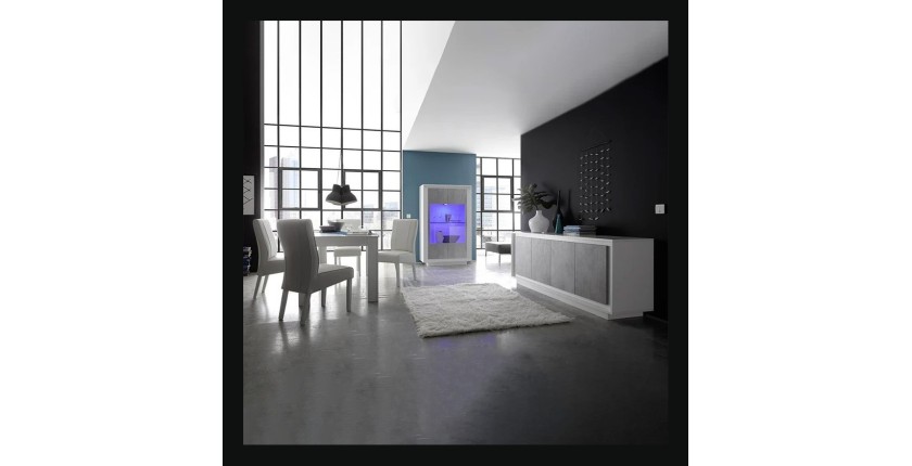 Table extensible 137x90, Collection FALL, couleur blanc laqué brillant