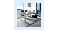Table extensible 137x90, Collection FALL, couleur blanc laqué brillant
