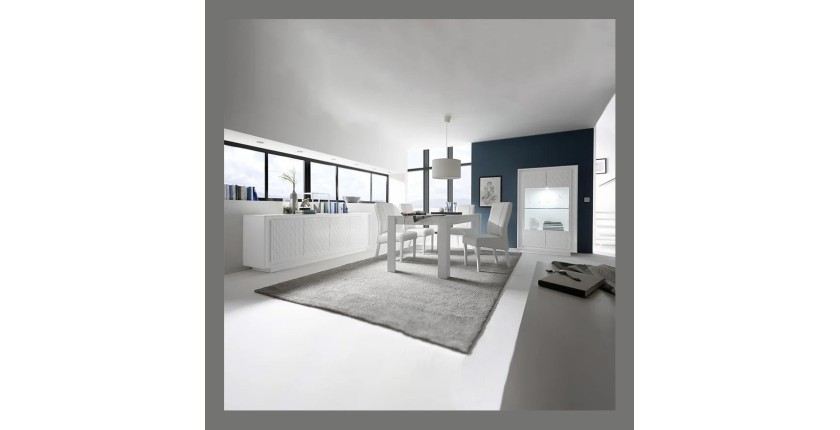 Table extensible 137x90, Collection FALL, couleur blanc laqué brillant