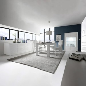 Table extensible 137x90, Collection FALL, couleur blanc laqué brillant