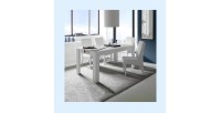 Table extensible 137x90, Collection FALL, couleur blanc laqué brillant
