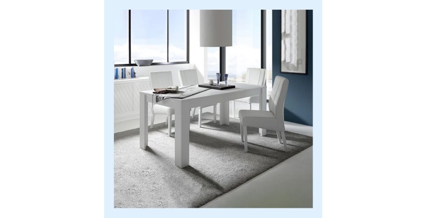 Table extensible 137x90, Collection FALL, couleur blanc laqué brillant