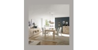 Table extensible jusqu'à 220x90, Collection ZEFIR, coloris chêne clair.