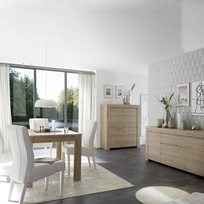 Ausziehbarer Tisch bis 220x90, Kollektion ZEFIR, Farbe helles Eichenholz.