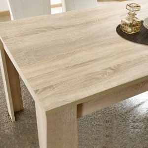 Table extensible jusqu'à 220x90, Collection ZEFIR, coloris chêne clair.