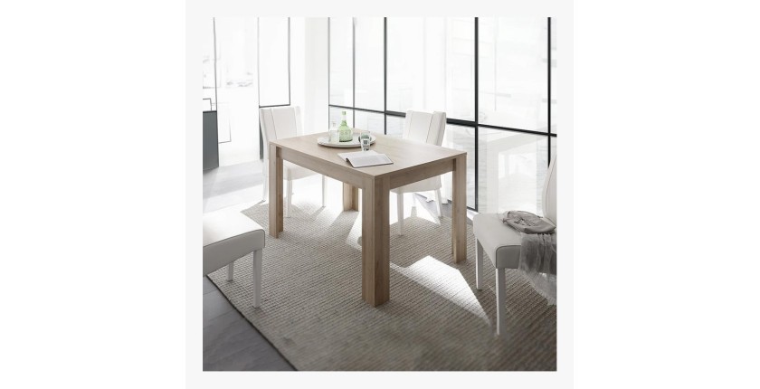 Table extensible jusqu'à 220x90, Collection ZEFIR, coloris chêne clair.