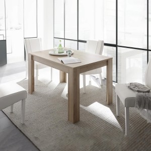 Table extensible jusqu'à 220x90, Collection ZEFIR, coloris chêne clair.