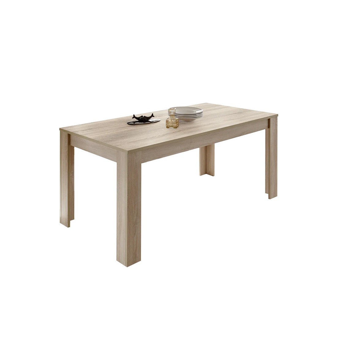 Table extensible jusqu'à 220x90, Collection ZEFIR, coloris chêne clair.