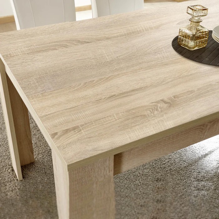 Table 137x90cm avec pieds en bois, Collection SHOW, coloris chêne sonoma