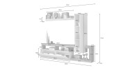 Set di mobili da soggiorno con contenitori 220 cm, collezione BURA, bianco lucido/grigio antracite