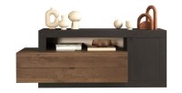 Buffet 1 deur 2 laden, collectie DOMI, antracietgrijs/donker eiken, voor een design woonkamer