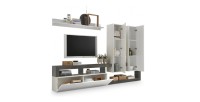 Ensemble meubles salon avec rangements, collection BURA, blanc laqué/gris anthracite