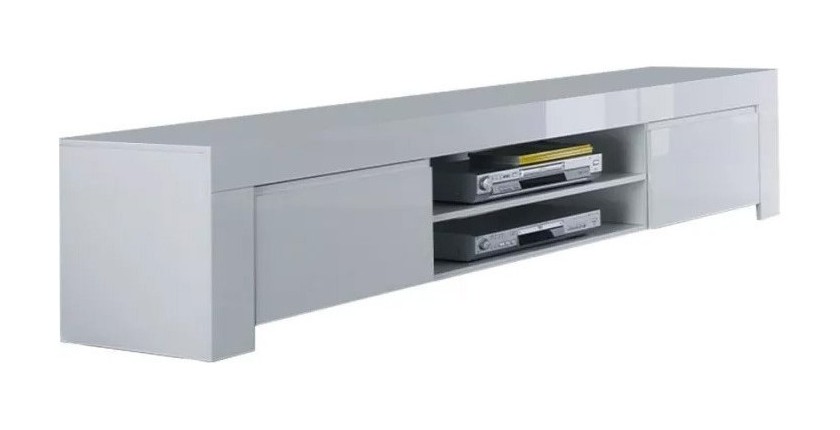 Mobile TV con 2 ante, collezione FOLOMI, colore bianco lucido lacato.