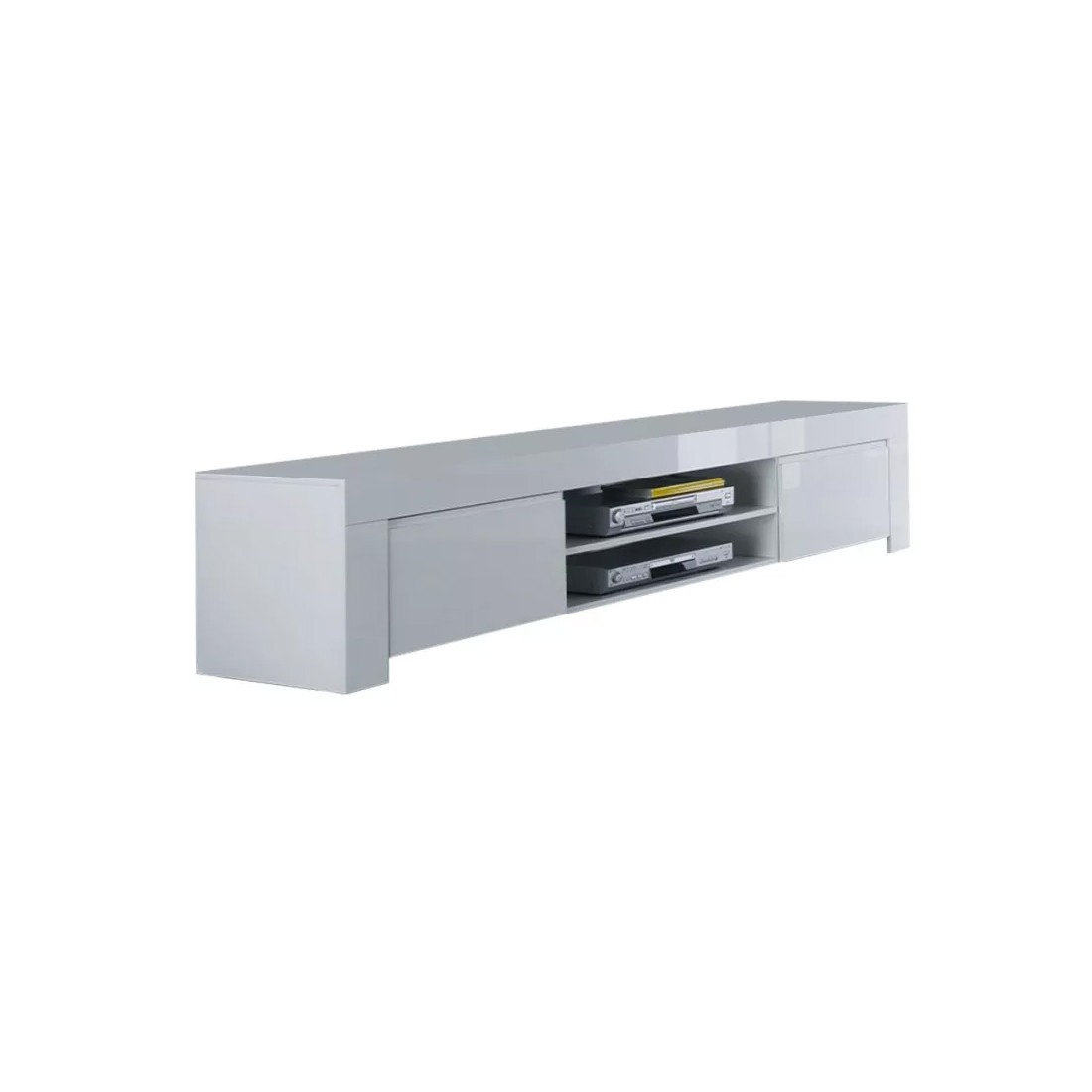 Mobile TV con 2 ante, collezione FOLOMI, colore bianco lucido lacato.