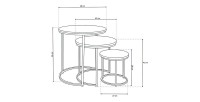 Table d'appoint gigogne ronde en bois massif collection OIKOS. Meuble style industriel