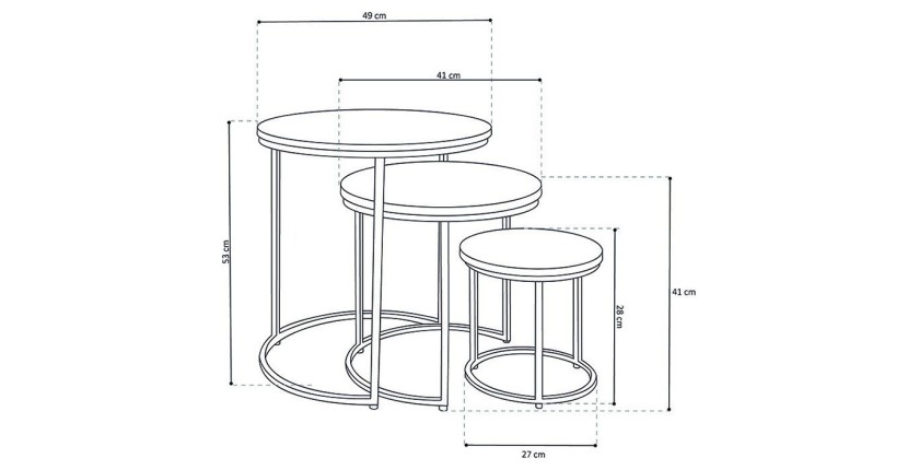 Table d'appoint gigogne ronde en bois massif collection OIKOS. Meuble style industriel