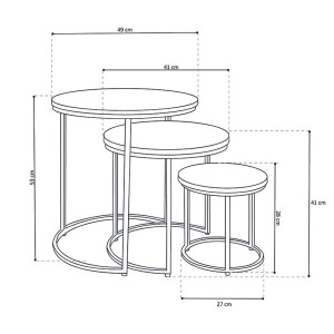 Table d'appoint gigogne ronde en bois massif collection OIKOS. Meuble style industriel