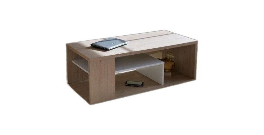 Salontafel MELINA eiken en wit - Modern design - 111 x 41 x 50 cm