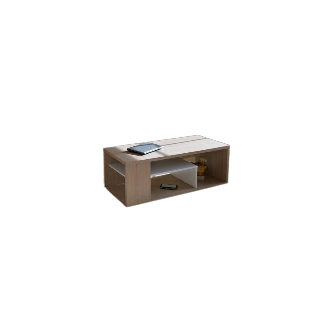 Salontafel MELINA eiken en wit - Modern design - 111 x 41 x 50 cm