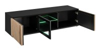 Mueble para TV de 160 cm en color roble y negro, colección DEAN. Mueble de diseño con 2 puertas y 2 nichos.