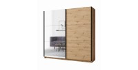 Schwebetürenschrank mit Spiegel - 150 cm - Eichenfarbe - Kollektion ARSALA