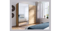 Schwebetürenschrank mit Spiegel - 150 cm - Eichenfarbe - Kollektion ARSALA