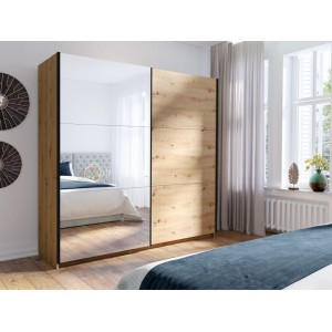 Schwebetürenschrank mit Spiegel - 150 cm - Eichenfarbe - Kollektion ARSALA