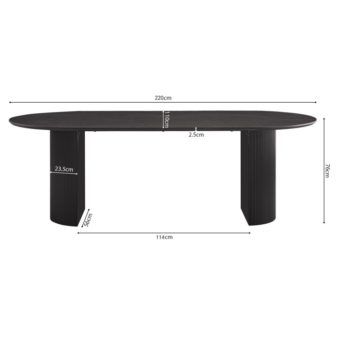 Mesa de comedor ovalada VAGOS efecto madera marrón oscuro longitud 220cm, ideal para un comedor acogedor