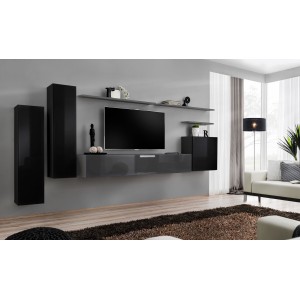 Ensemble de meubles de salon collection SWITCH I design, coloris noir et gris brillant.