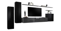 Ensemble de meubles de salon collection SWITCH I design, coloris noir et gris brillant.