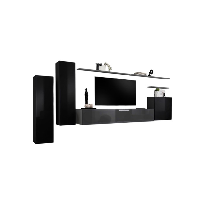 Ensemble de meubles de salon collection SWITCH I design, coloris noir et gris brillant.