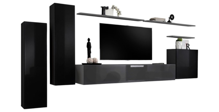 Ensemble de meubles de salon collection SWITCH I design, coloris noir et gris brillant.