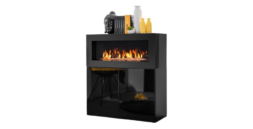 Buffet 2 portes avec cheminée bio-éthanol - COMINA