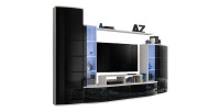 Composition de meubles TV collection GALAXY design coloris blanc et noir brillant.