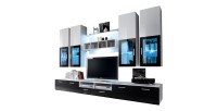 Composition de meubles TV  design collection LORA. Coloris blanc et noir.