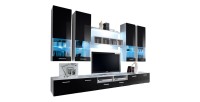 Composition de meubles TV design collection SAGA. Coloris blanc et noir