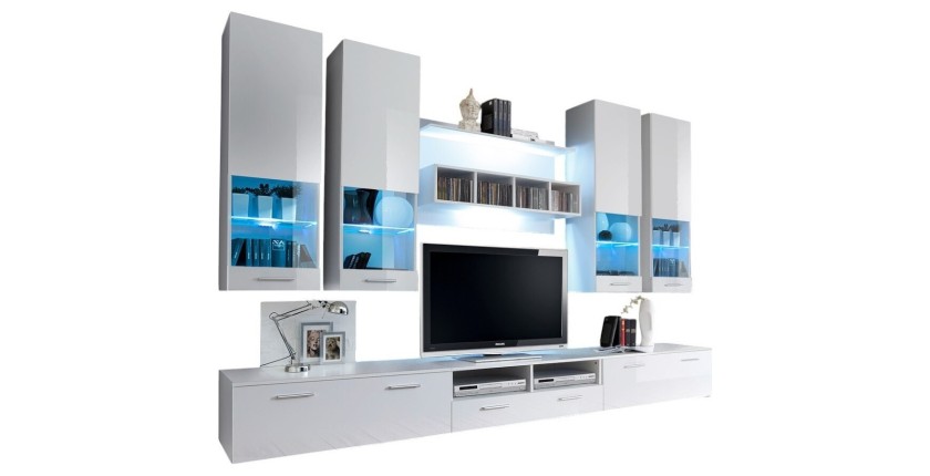 Composition de meubles TV design collection SAGA. Coloris blanc