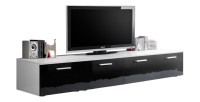 Meuble TV 200cm Collection COMET. Couleur blanc et noir. 2 portes abattantes.
