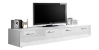 Meuble TV 200cm Collection COMET. Couleur blanc. 2 portes abattantes.