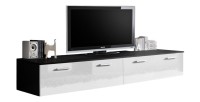 Meuble TV 200cm Collection COMET. Couleur noir et blanc. 2 portes abattantes.