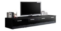 Meuble TV 200cm Collection COMET. Couleur noir. 2 portes abattantes.