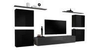 Wohnzimmermöbel-Set SWITCH IV im Design, Farben Grau und Schwarz Hochglanz.