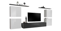 Ensemble meuble salon SWITCH IV design, coloris gris et blanc brillant.