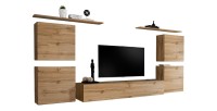 Ensemble meuble salon SWITCH IV design, coloris chêne Wotan.