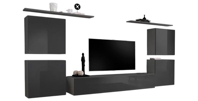 Wohnzimmermöbel-Set SWITCH IV im Design, glänzend grau.