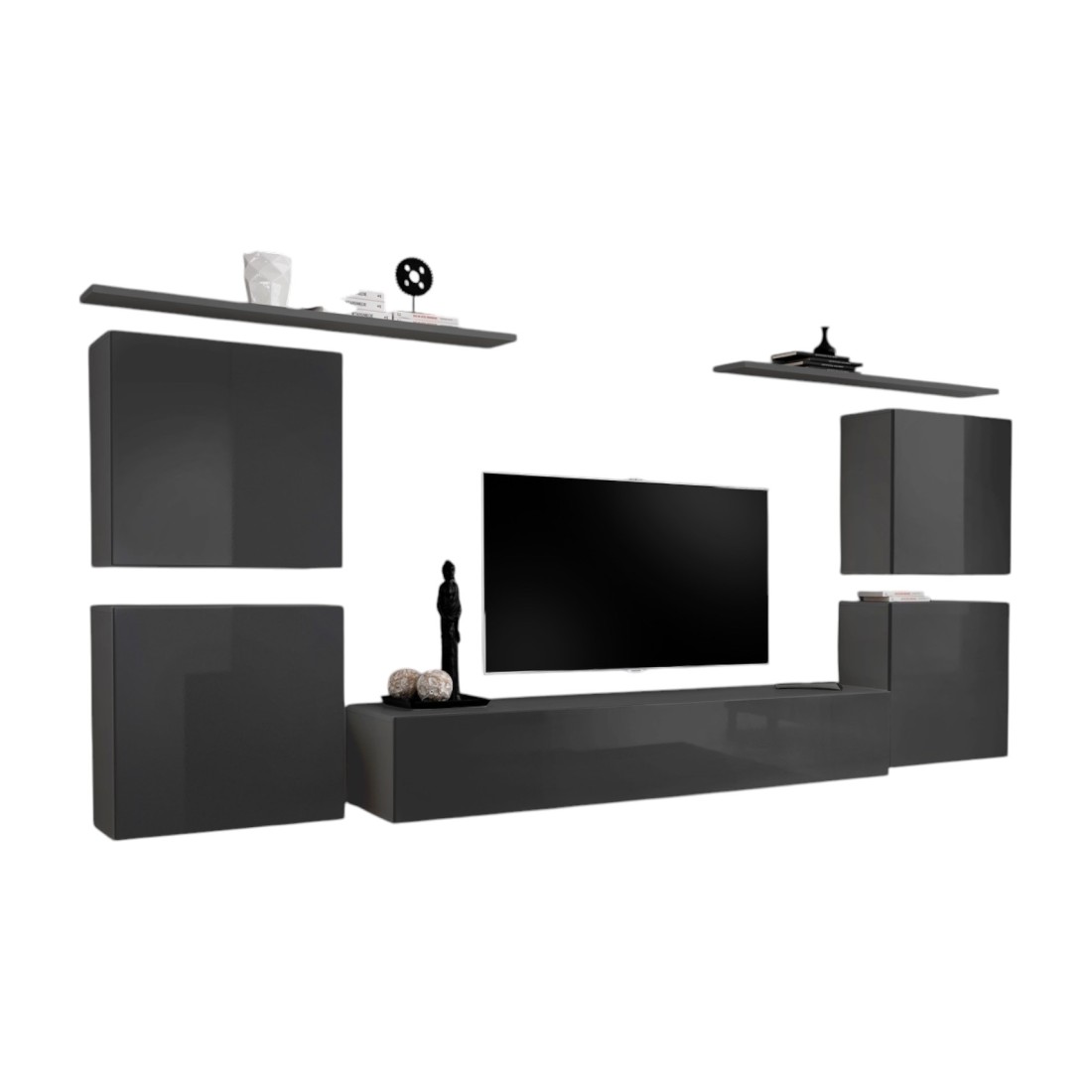 Wohnzimmermöbel-Set SWITCH IV im Design, glänzend grau.
