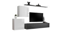 Ensemble meuble salon SWITCH V design, coloris gris et blanc brillant.