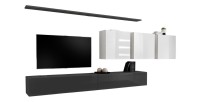 Ensemble meuble salon SWITCH VII design, coloris gris et blanc brillant.